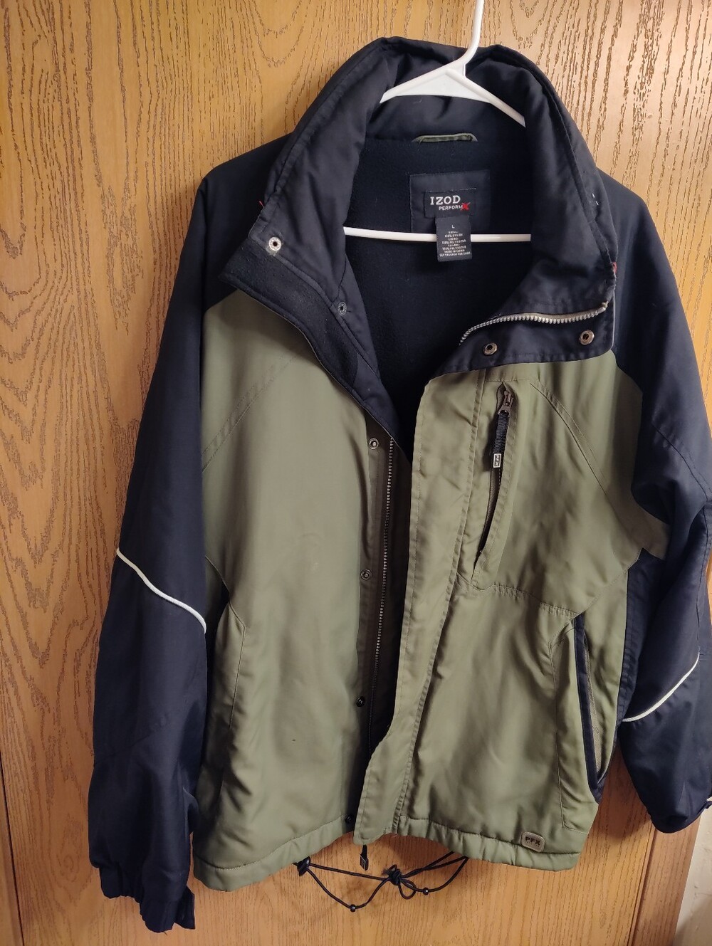 IZOD Olive Green and Black Performance Jacket with Zip Pockets